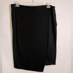 Vince Camuto black faux wrap knee length skirt